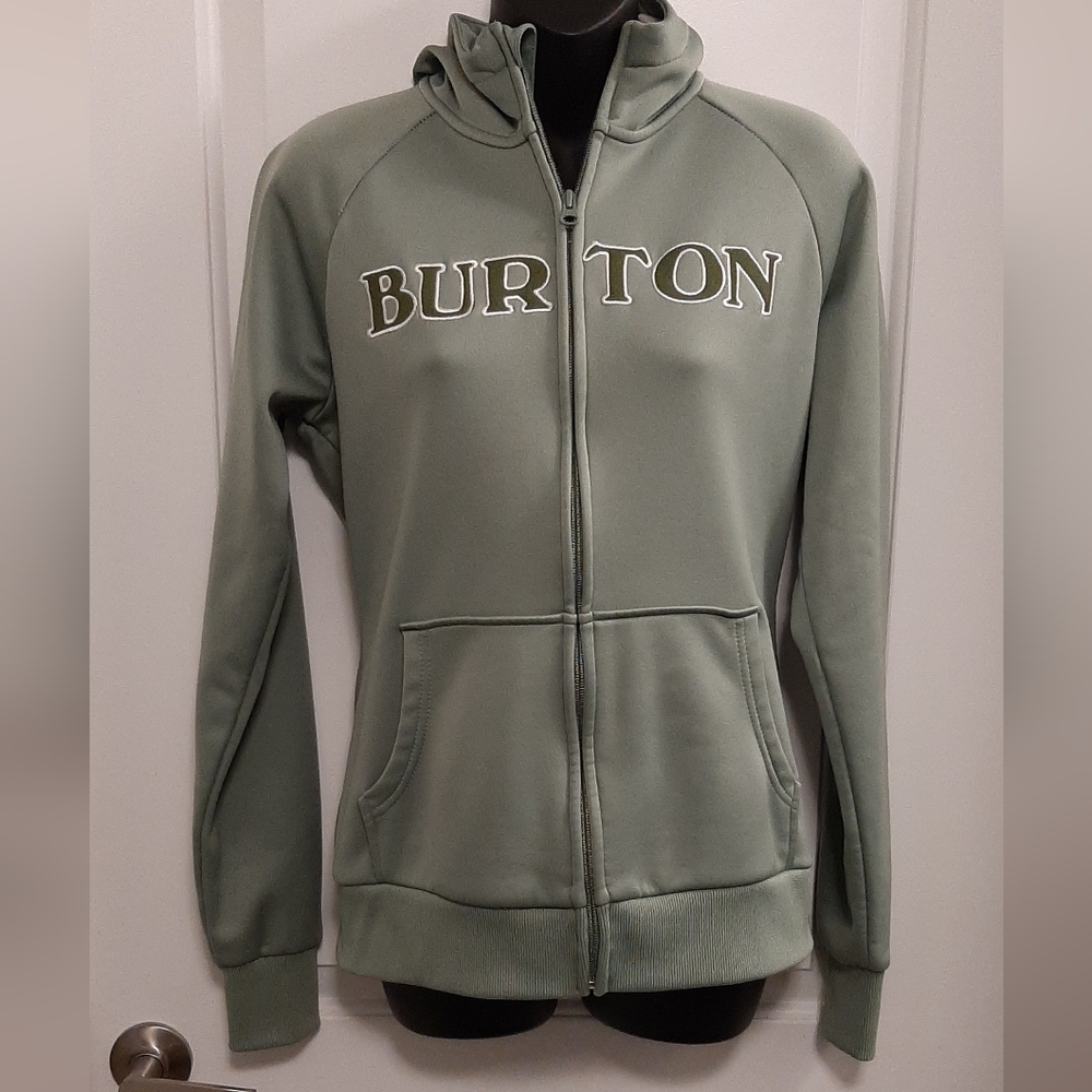 BURTON Snowboard Scoop Hoodie DryRide Green Women's Small Full Zipper Hooded